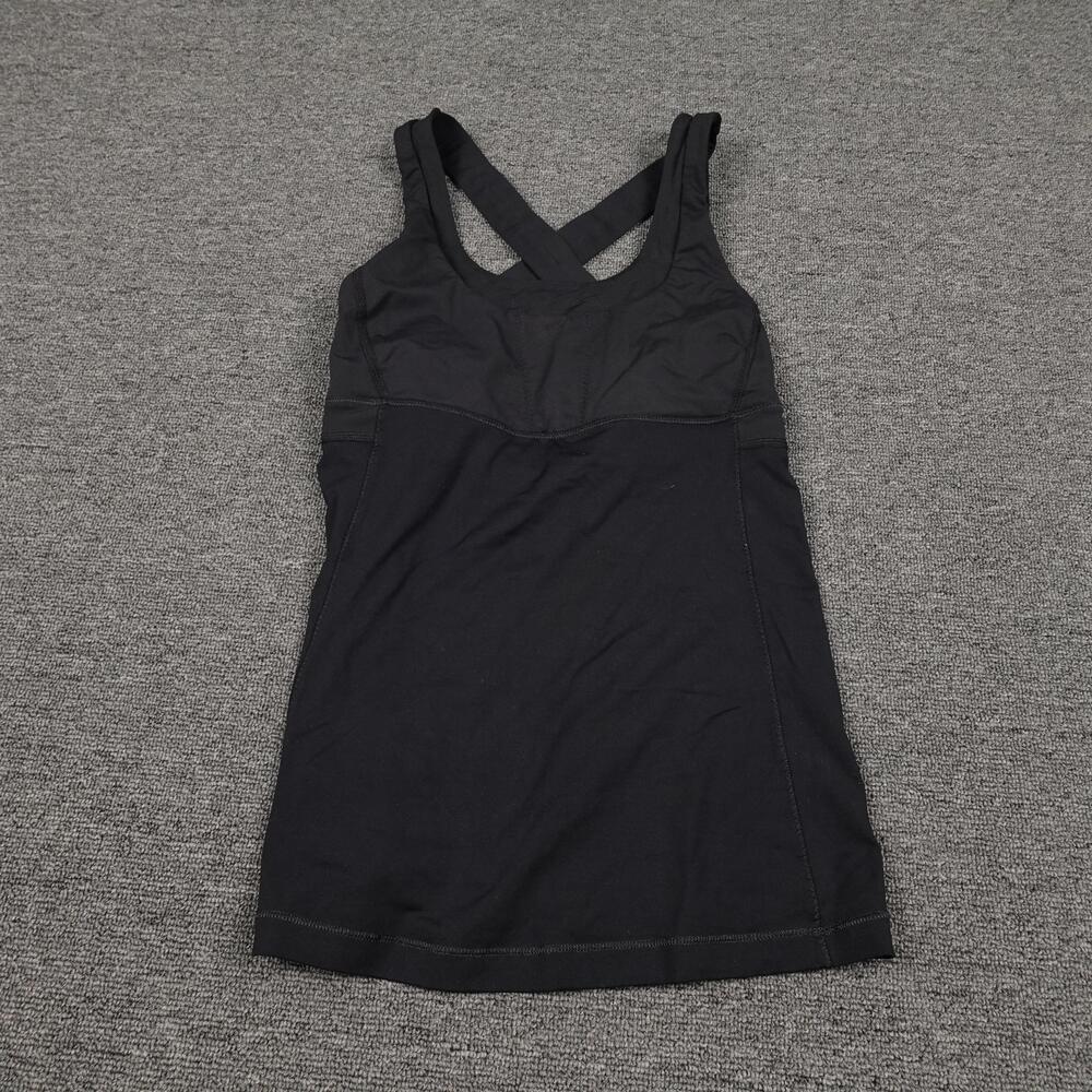 Lululemon Tank Top Womens Small Black Built In Bra Crossback Yoga Gym Athletic